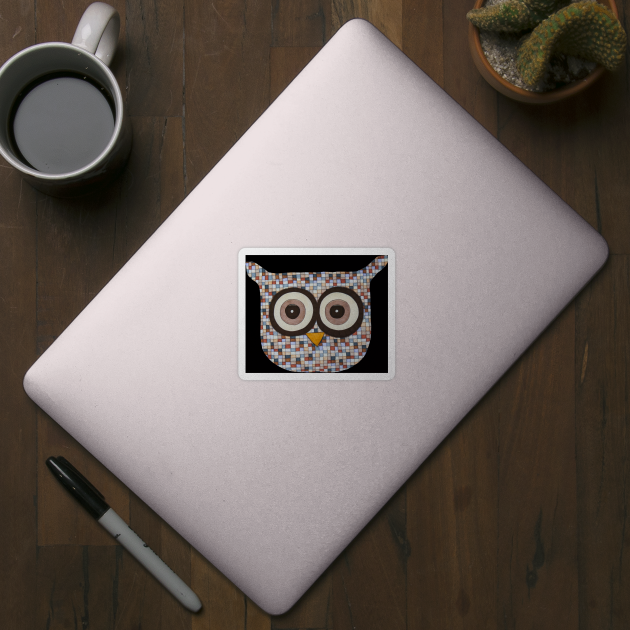 Tweed Owl on Black by ErinBrieArt